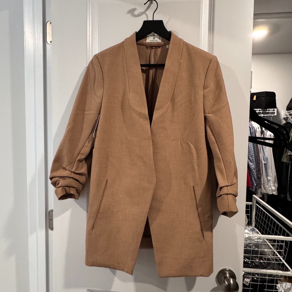 Aritzia Power Blazer, Camel Linen, Size 8 NWT